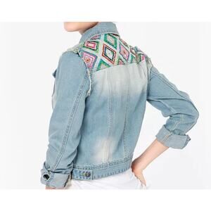 White Crow Embroidered Denim Jacket, Size Large, NWT